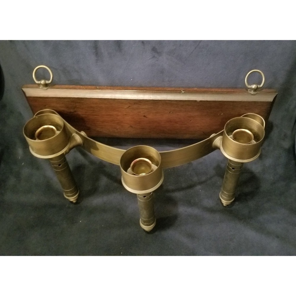 MCM Wood & Metal Tripple Candles Wall Sconce Candleholder 15"x 7.5"x 6.5"